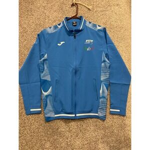 Joma Track Jacket Men L Blue FITP Italy Tennis Padel Full Zip Athletic Geometric
